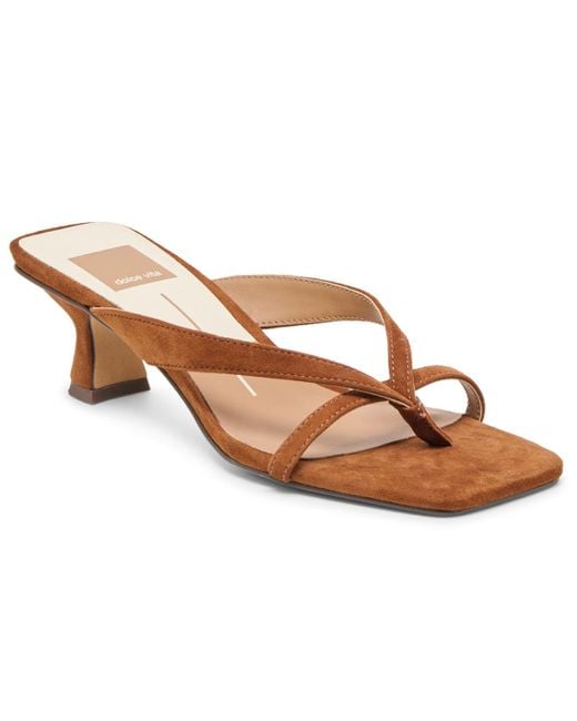 Dolce Vita Brown Brevel Thong Low Block Heel Dress Sandals