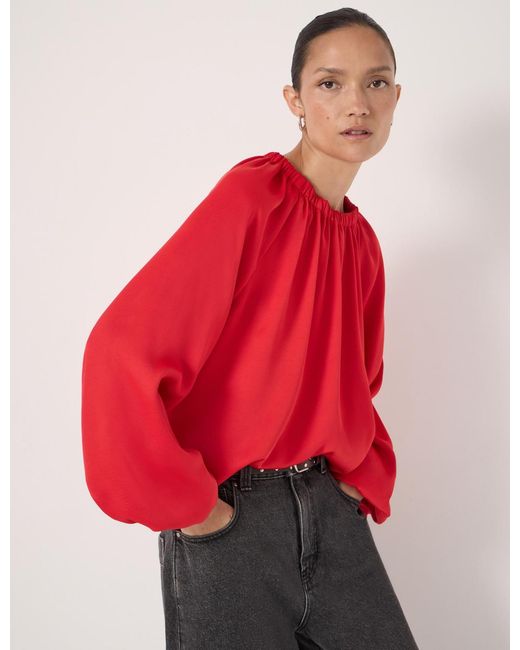 Hush Red Satin Bubble Hem Top