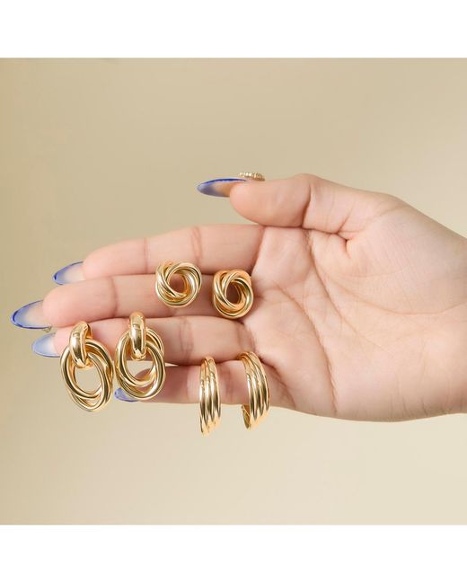 Jessica Simpson Metallic Mixed Shape Earring Set