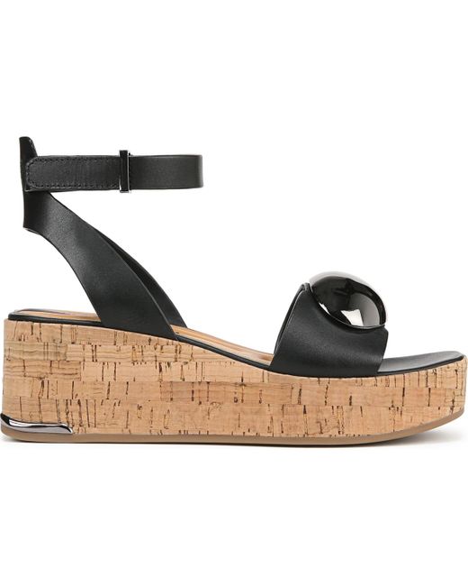Franco Sarto Black Taysha Ankle Strap Cork Platform Sandals