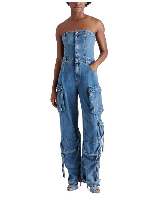 Steve Madden Apparel Apolline Jumpsuit – Tuta Intera Donna A Gamba Larga, Top Halter In Crêpe Plissettato, Elegante E Raffinata, Colore Classico