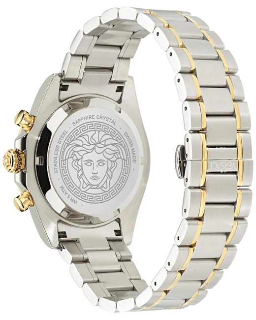 Versace Metallic Swiss Chronograph X Two-tone Stainless Steel Bracelet Watch 44mm for men
