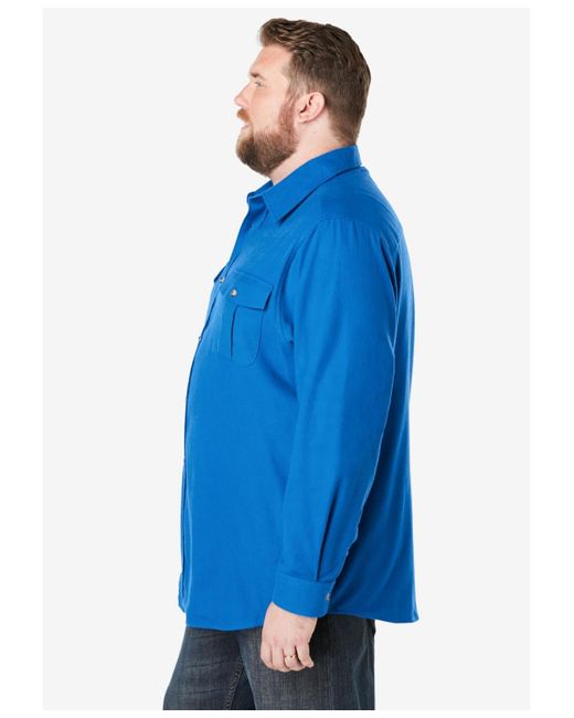 Kingsize Blue Big & Tall Signature Solid Flannel Shirt for men