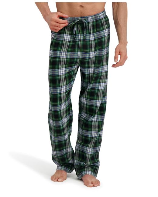 Hanes Green Flannel Button Down Pajama Sleep Set for men