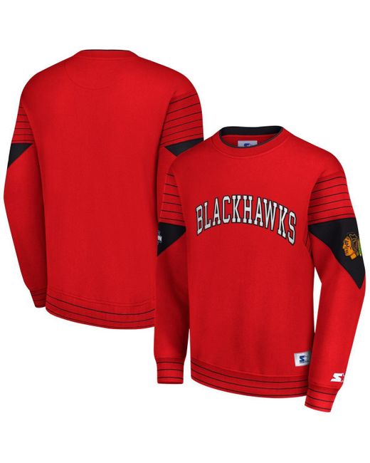 Starter Chicago Blackhawks Faceoff Pullover Sweatshirt in Red for Men ...