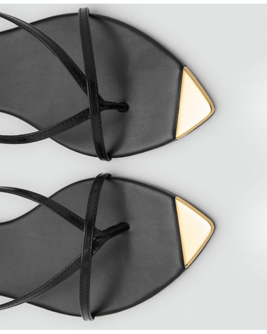 Mango White Strap And Contrasting Toe Leather Sandals