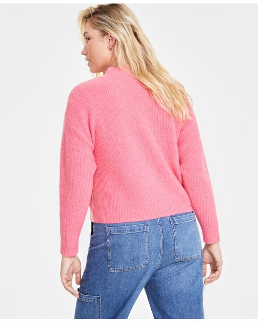 On 34th Red Three-button Shaker Cardigan