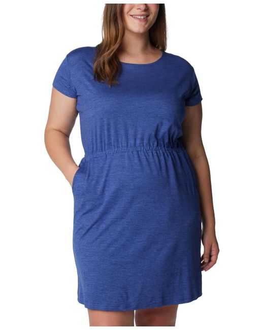 Columbia Blue Plus Size Pacific Haze Short-sle T-shirt Dress