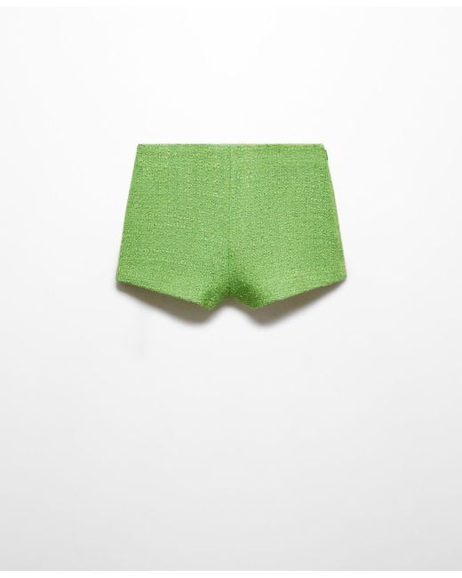 Mango Green Tweed Shorts