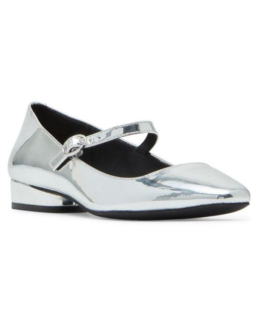 Anne Klein White Calgary Mary Janes Square Toe Flats