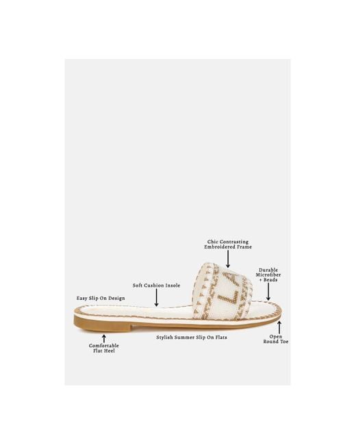 LONDON RAG White Beaded Lake Como Flat Slip Ons