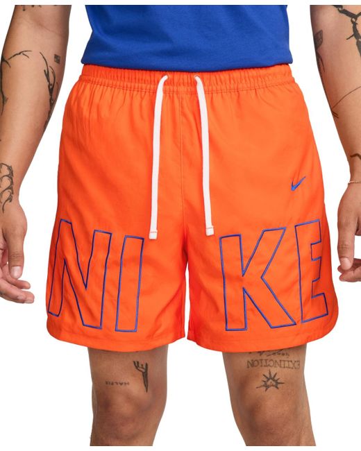 Nike Orange Sportswear Woven Flow Shorts for men