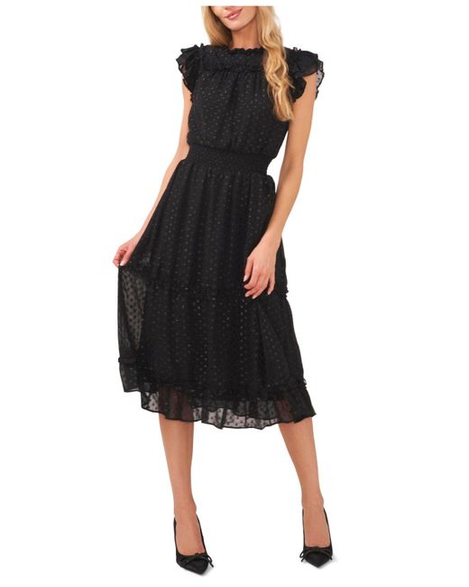 Cece Lurex Clip Dot Midi Dress in Black Lyst