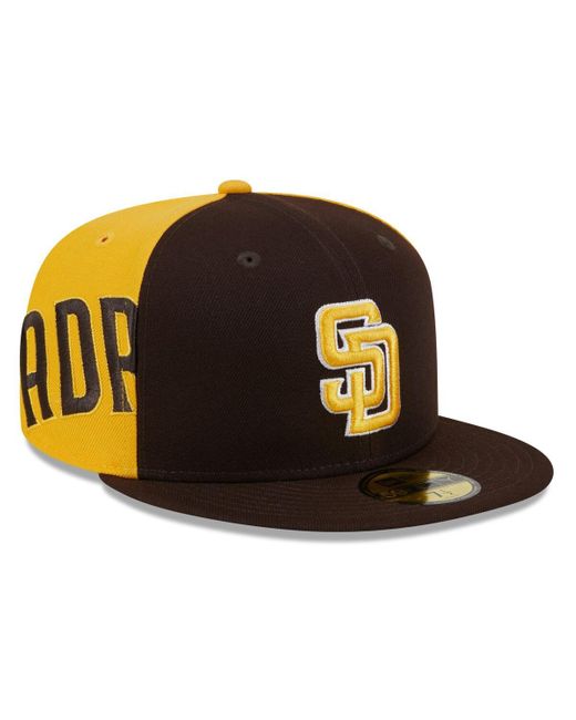 KTZ Black Brown/gold San Diego Padres Gameday Sideswipe 59fifty Fitted Hat for men