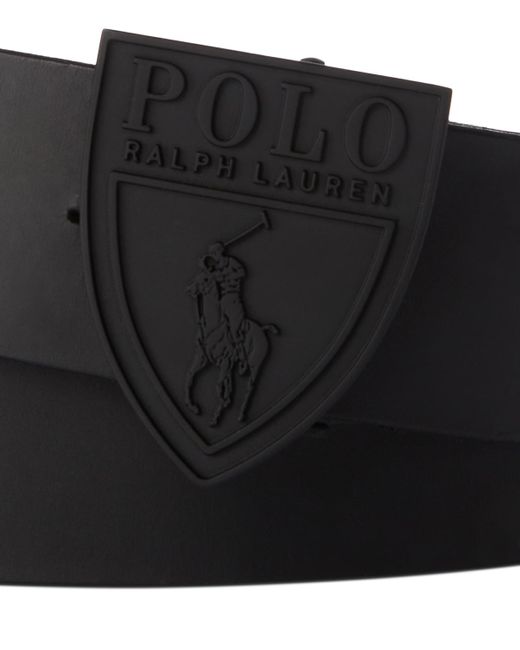 Polo Ralph Lauren Black Shield-buckle Leather Belt for men