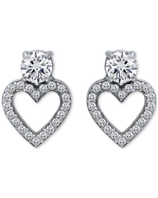 Giani Bernini Metallic Cubic Zirconia Heart Stud Earrings In Sterling Silver, Created For Macy's (also Available In 18k Gold-plated Sterling Silver)