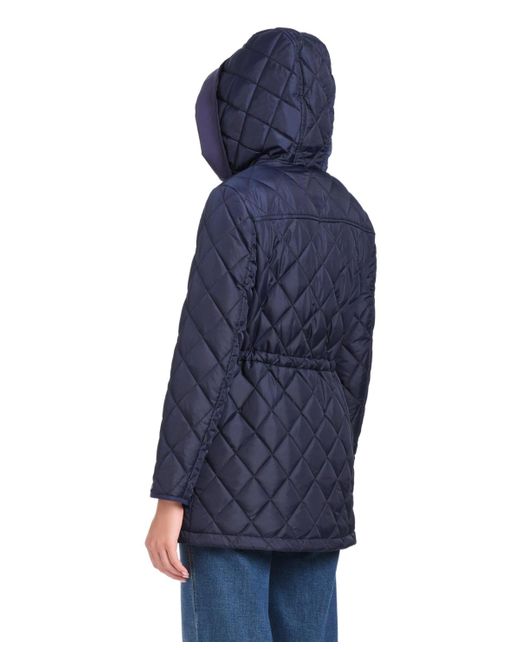 Kate Spade Blue Diamond Quilted Anorak Jacket With Hood