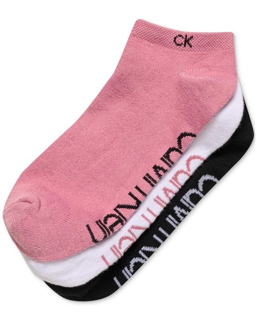 Calvin Klein Pink 3-pk. Supersoft No Show Logo Socks