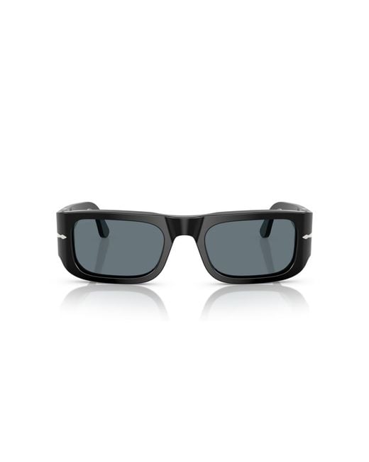 Persol Black Polarized Rectangle Sunglasses