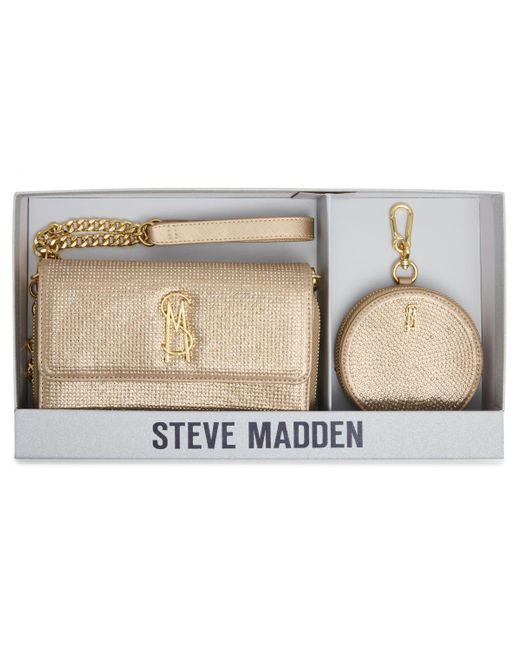 Steve Madden Natural Boxed Carina Embellished Crossbody Wallet