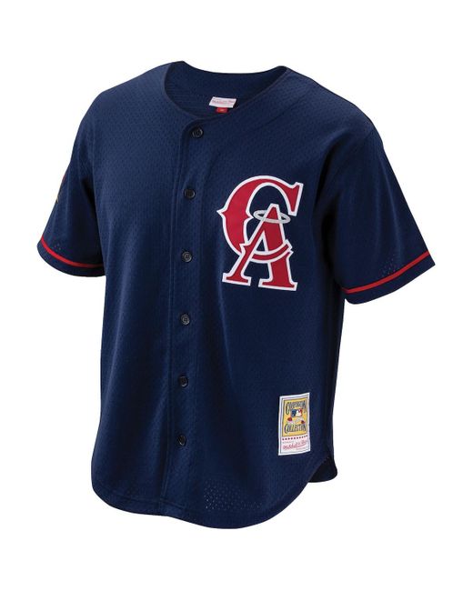 Mitchell & Ness Blue Bo Jackson California Angels Cooperstown Collection Mesh Batting Practice Button-up Jersey for men