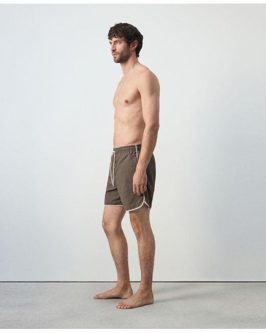Mango Gray Basic Drawstring Straight-fit Swim Trunks for men