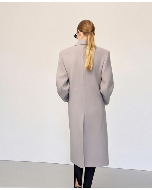 Mango Gray Double-breasted Wool Coat