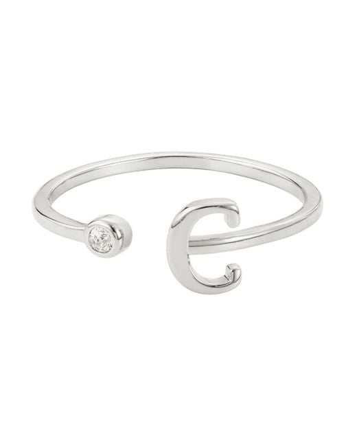 Adornia White Silver Adjustable Cz Initial Ring