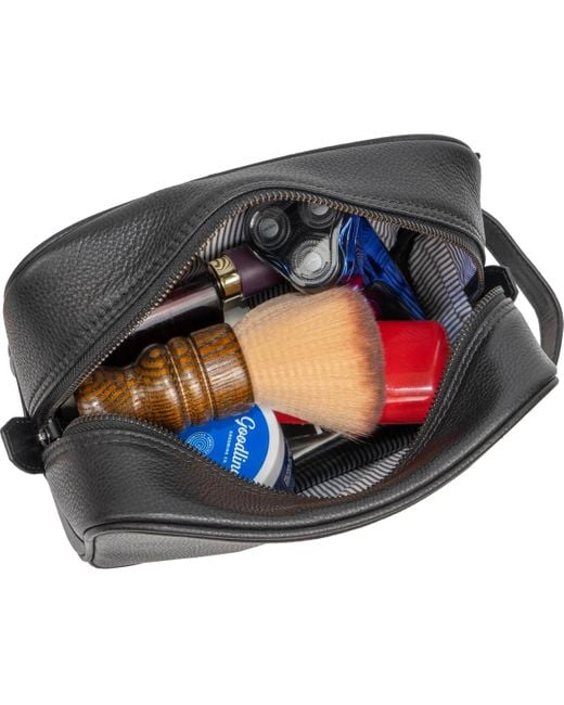Boarding Pass Black The Hey Handsome Pebble Grain Genuine Leather Toiletry Dopp Kit