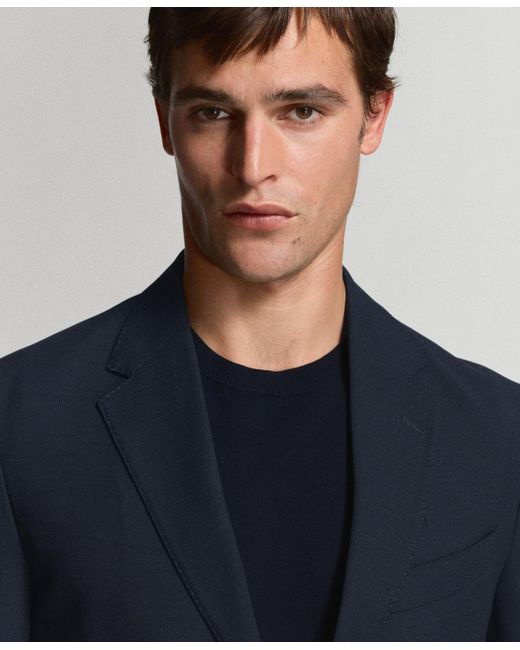 Mango Blue Pockets Slim-fit Blazer for men