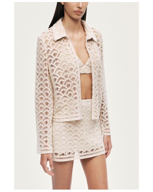 Nocturne Natural Cropped Lace Jacket