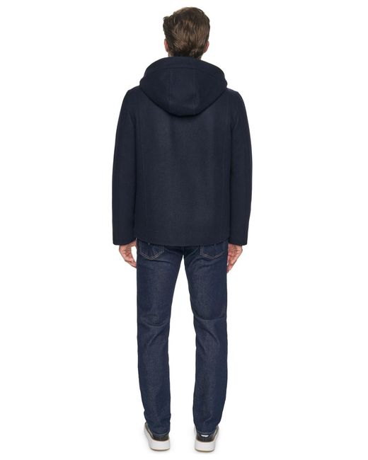 Cole Haan Blue Front-zip Duffel Wool Jacket for men