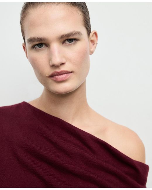 Mango Red Draped-neck Sweater