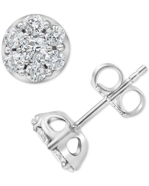 Forever Grown Diamonds Metallic Lab-created Diamond Cluster Stud Earrings (1 Ct. T.w.