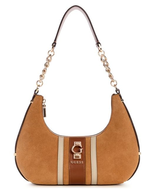 Guess Brown Erenia Top Zip Shoulder Bag
