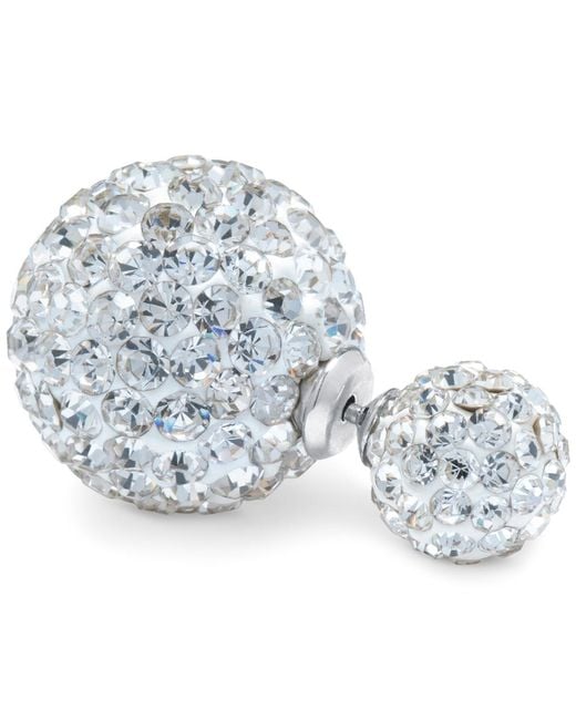 Macy's White Crystal Sphere Reversible Stud Earrings