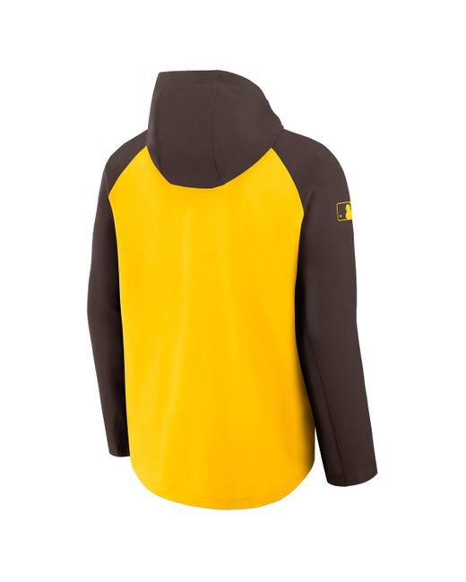 Nike Yellow Gold/brown San Diego Padres Authentic Collection Raglan Performance Full-zip Jacket for men