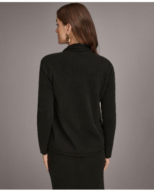 Donna Karan Black Open Front Cashmere Cardigan
