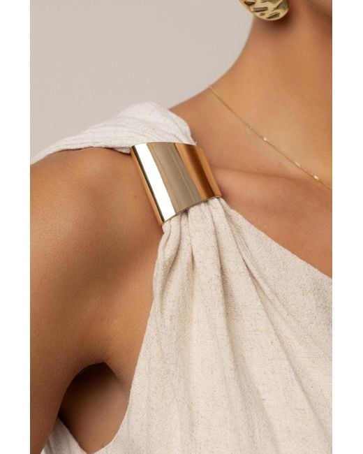 JLUXLABEL Natural Palmera One Shoulder Top