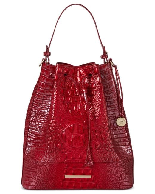 Brahmin Marlowe Melbourne Embossed Leather Shoulder Bag in Red | Lyst