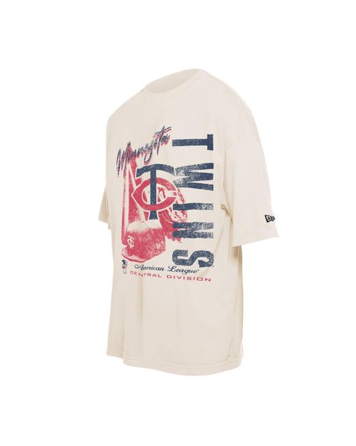 KTZ White Minnesota Twins Cooperstown Collection Oversized Throwback Distressed T-shirt for men