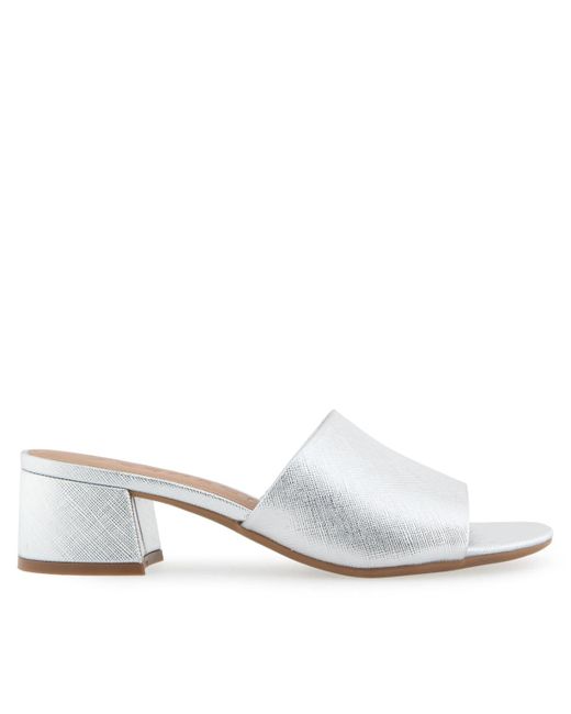 Aerosoles White Como Round Toe Slide Sandals
