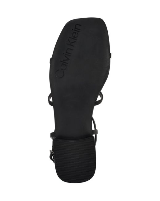 Calvin Klein Black Sallia Strappy Caged Flat Sandals