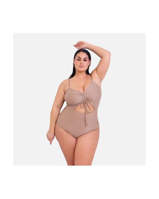 Rebdolls Multicolor Plus Size Amara Drawstring Cut Out Swimsuit