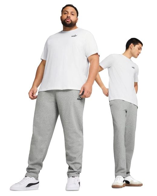 PUMA Gray Logo Fleece Open Bottom Regular-fit Sweatpants for men