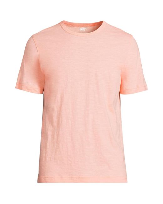 Lands' End Pink Short Sleeve Garment Dye Slub T-shirt for men