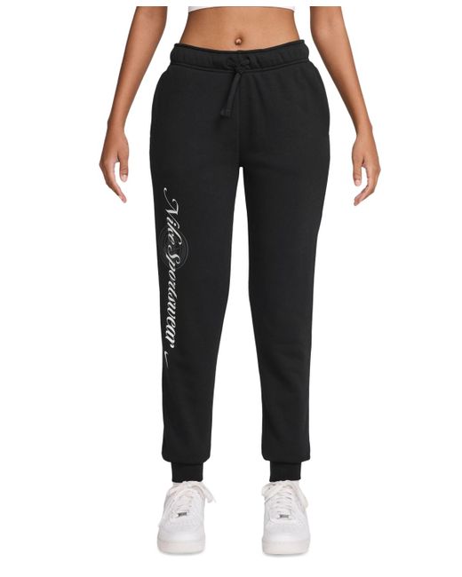 Nike Black Sportswear Club Fleece Mid-rise Pants