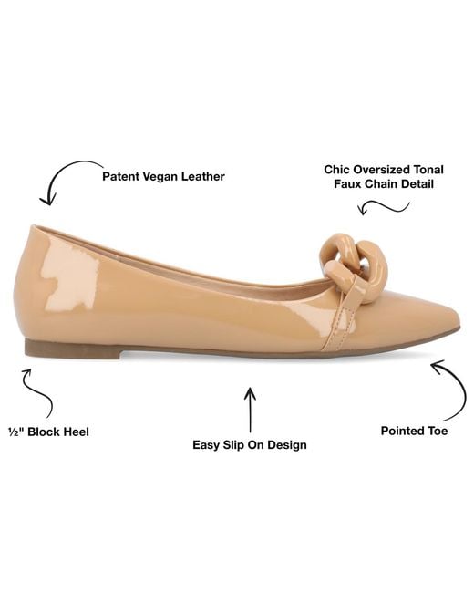 Journee Collection Natural Clareene Chain Pointed Toe Flats