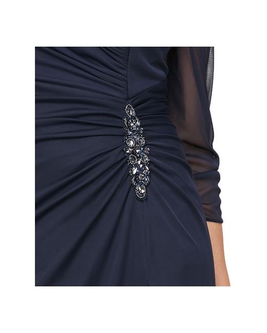 Alex Evenings Blue Embellished Chiffon Evening Gown