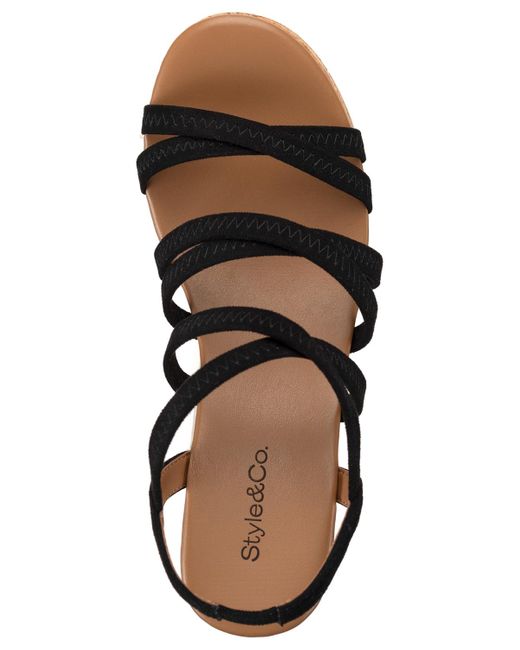 Style & Co. Metallic Arloo Strappy Elastic Wedge Sandals